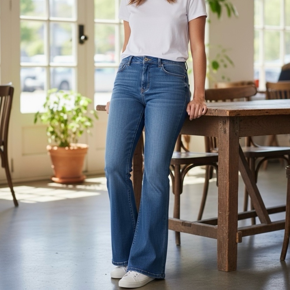 NWT Loft Jeans Modern Flare Ann Taylor Size 25l Long or Size 2 Medium Wash Blue